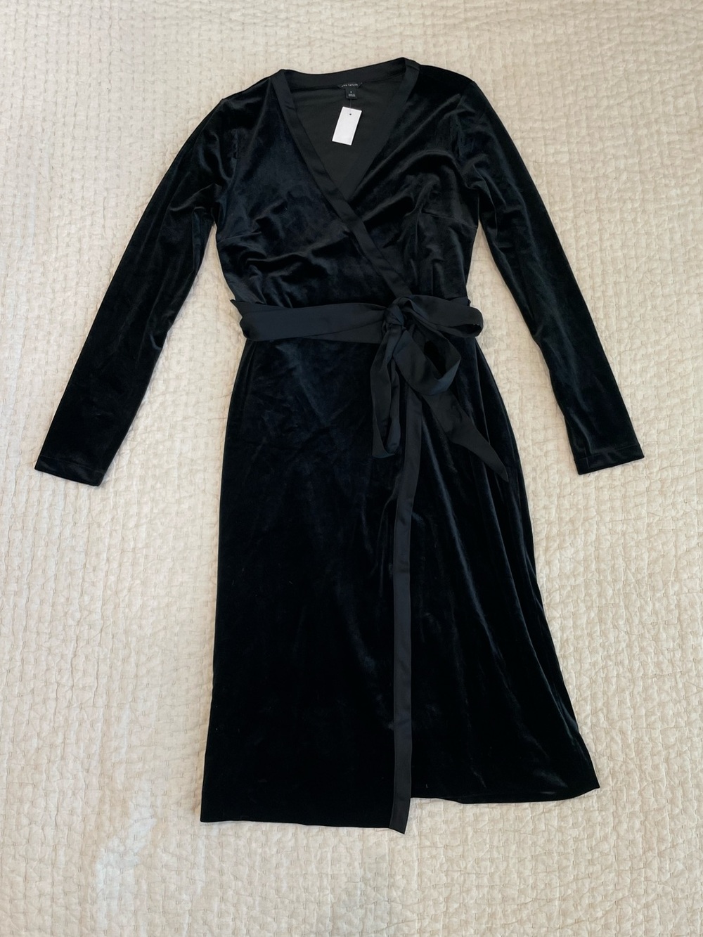 NWT Ann Taylor Black Long Sleeve Wrap Dress